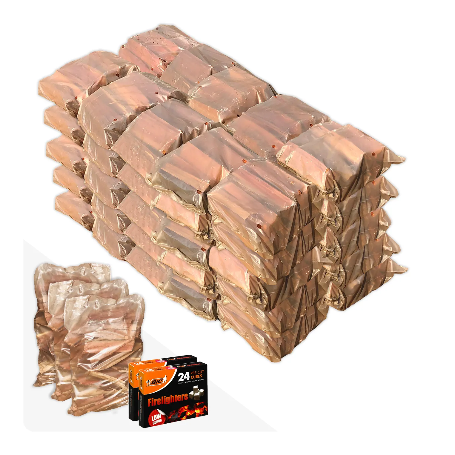 Blue Gum Firewood 50 Bags + 3 FREE Kindling Bags + 2 Firelighter